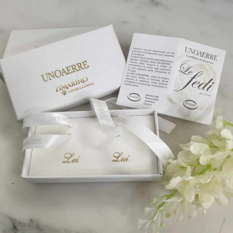 Fede in oro UNOAERRE 7 gr. colore giallo bianco modello classico 18 kt